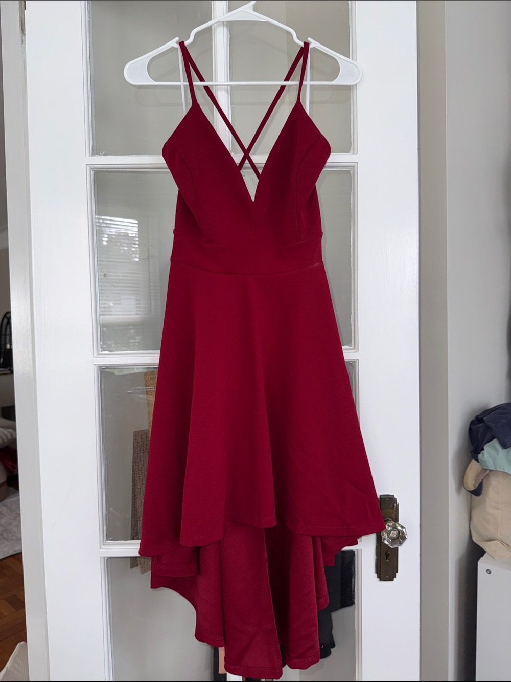 Dainty Hooligan Burgundy Strappy V-Neck High-Low Dress